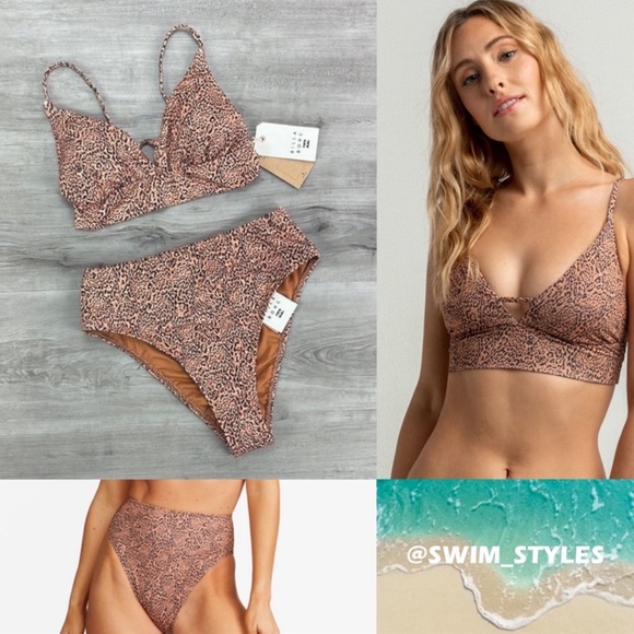 ☀️BILLABONG☀️ HIDDEN SHORE V NECK HIDDEN SHORE HIGH WAISTED BIKINI SET
